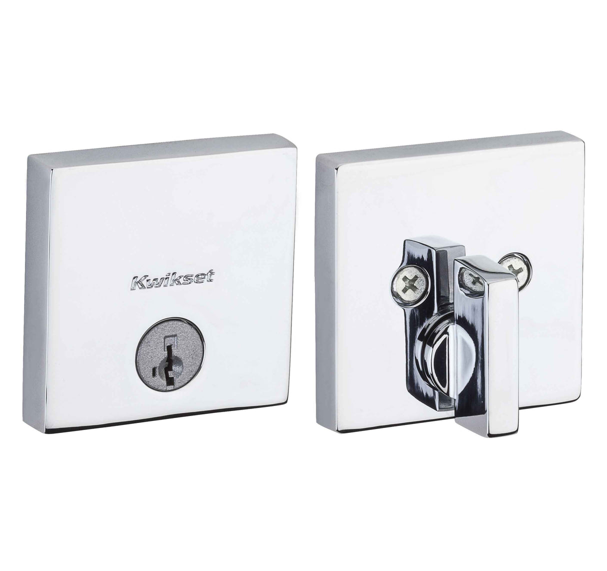 Kwikset 258SQT-26S.STRKP Downtown Square Contemporary Low Profile Single Cylinder SmartKey Deadbolt Bright Chrome