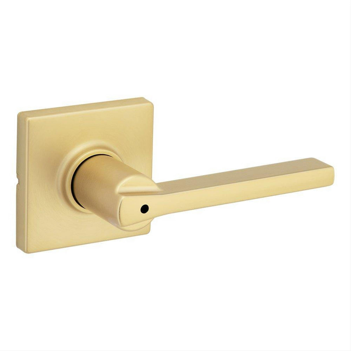 Kwikset 300CSLSQT-4 Casey Lever with Square Rose Privacy Door Lock and RCS Strike Satin Brass