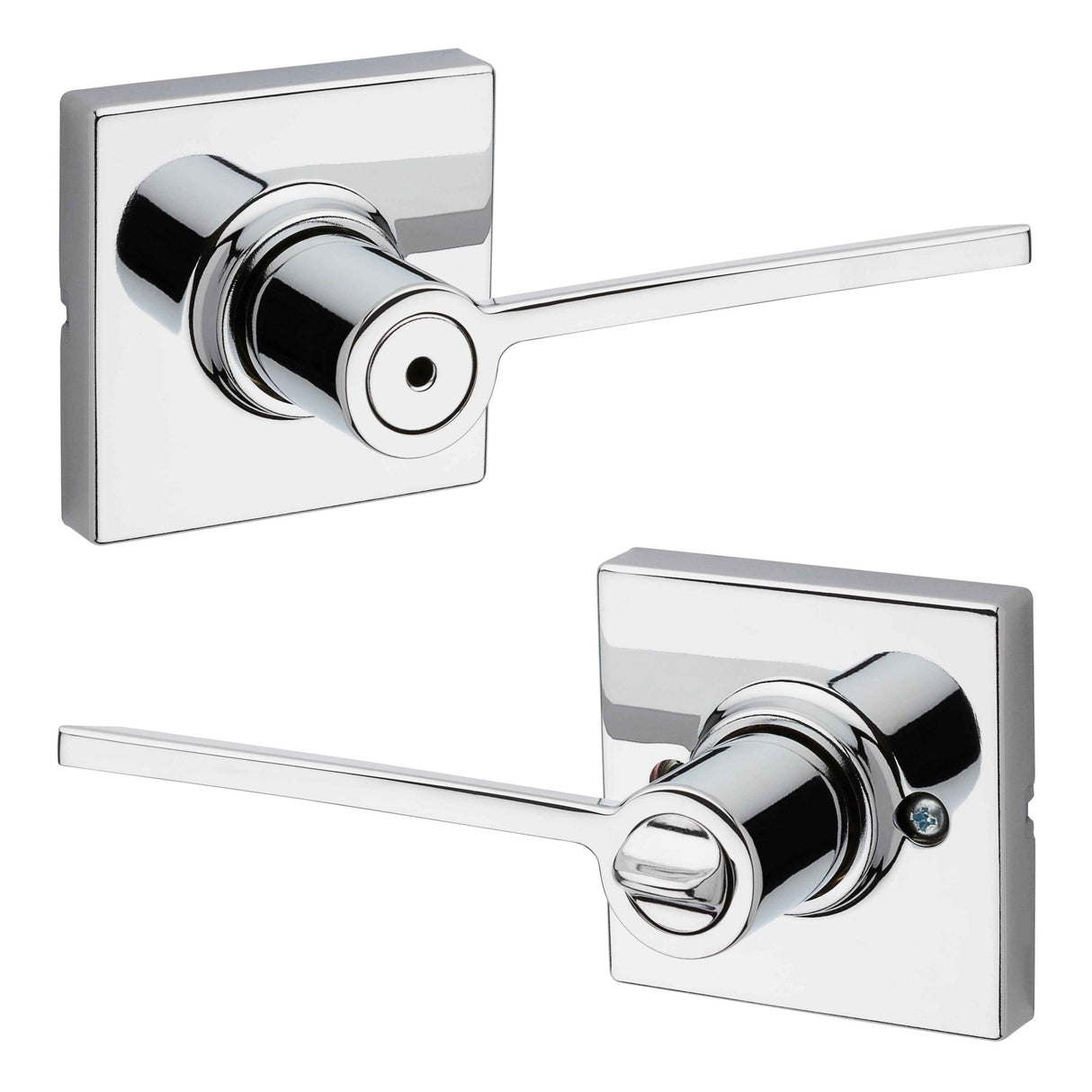 Kwikset 300LRLSQT-26 Ladera Lever with Square Rose Privacy Door Lock and RCS Strike Bright Chrome