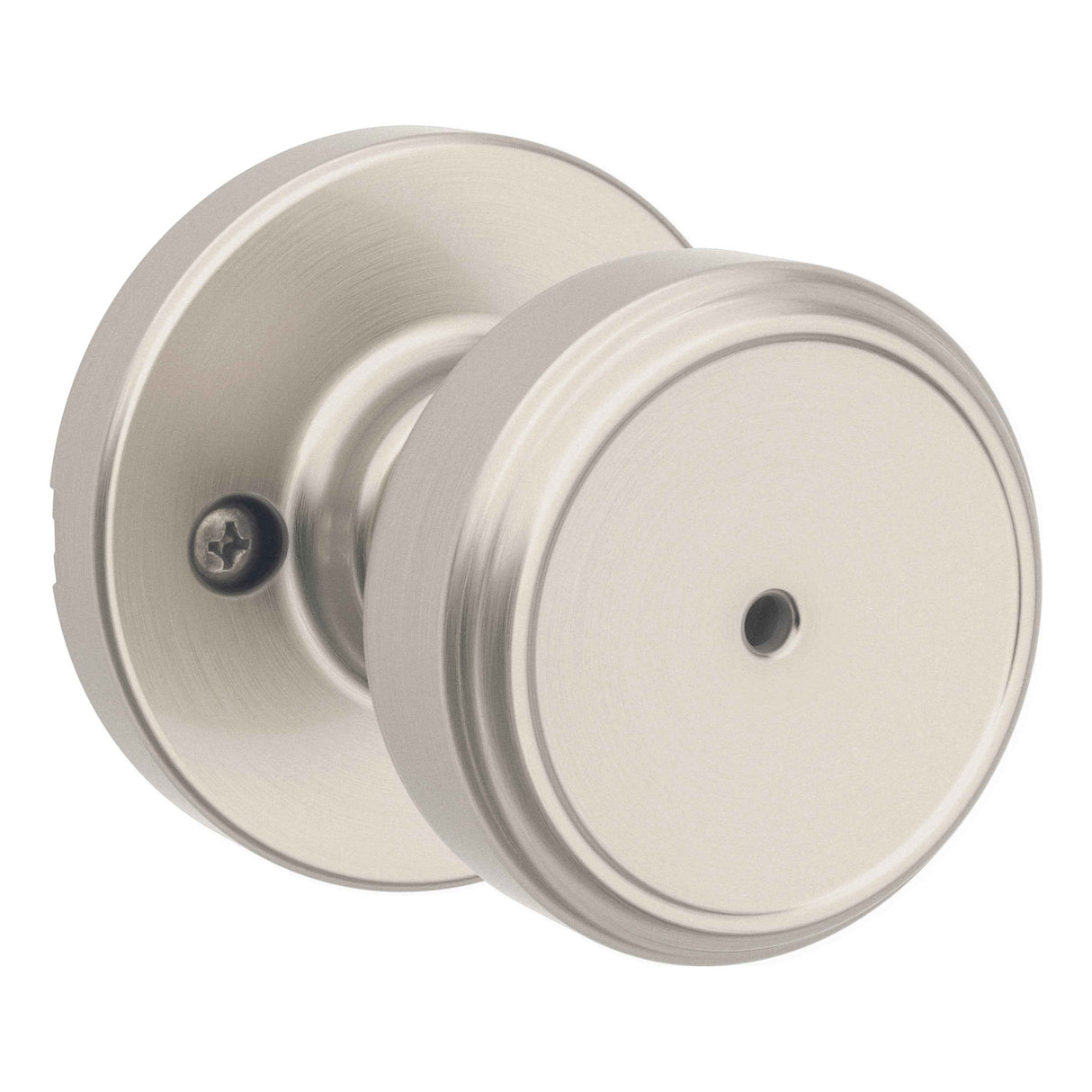 Kwikset 300MNKRDT-15 Maven Knob Round Rose Privacy Door Lock and RCS Strike Satin Nickel