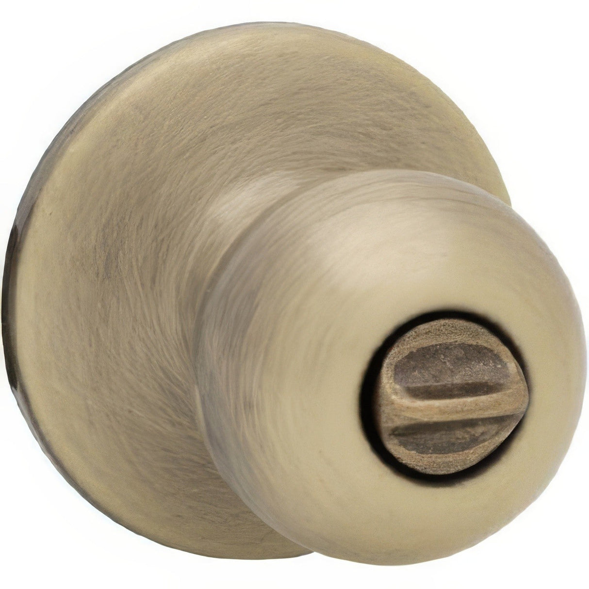 Kwikset 300P-5 Polo Knob Privacy Door Lock and RCS Strike Antique Brass