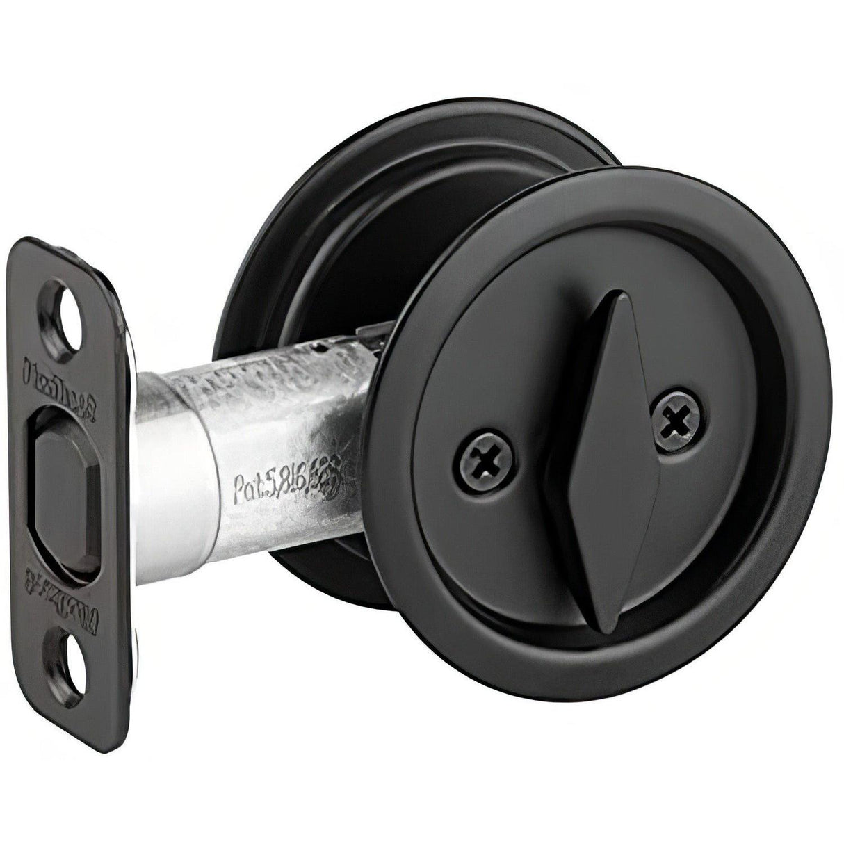 Kwikset 335-514 Round Privacy Pocket Door Lock Matte Black