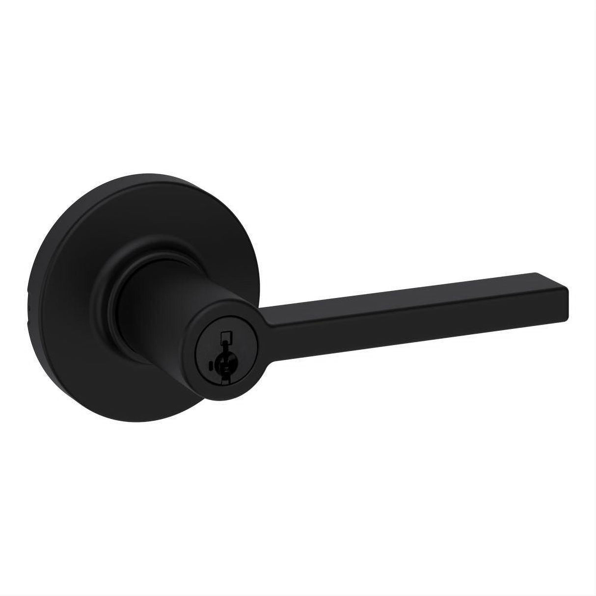 Kwikset 405CSLRDT-514S Casey Lever with Round Rose Entry Door Lock SmartKey with 6AL Latch and RCS Strike Matte Black