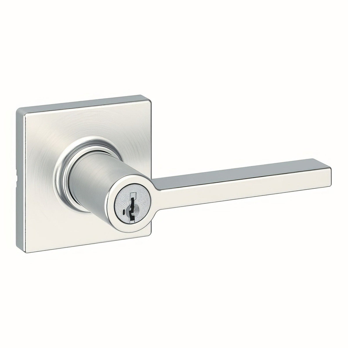 Kwikset 405CSLSQT-15S Casey Lever with Square Rose Entry Door Lock SmartKey with 6AL Latch and RCS Strike - Satin Nickel
