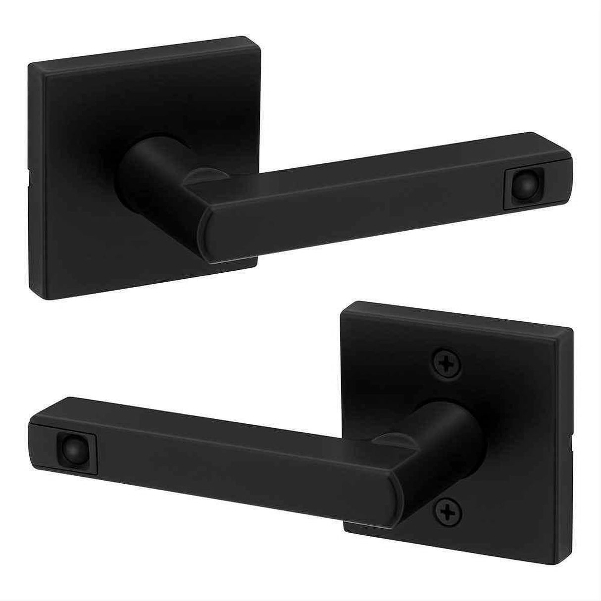 Kwikset 720HFLSQTLED-514 Halifax LED Light Lever with Square Rose Passage Door Lock with Light and Motion Sensor with 6AL Latch and RCS Strike Matte Black