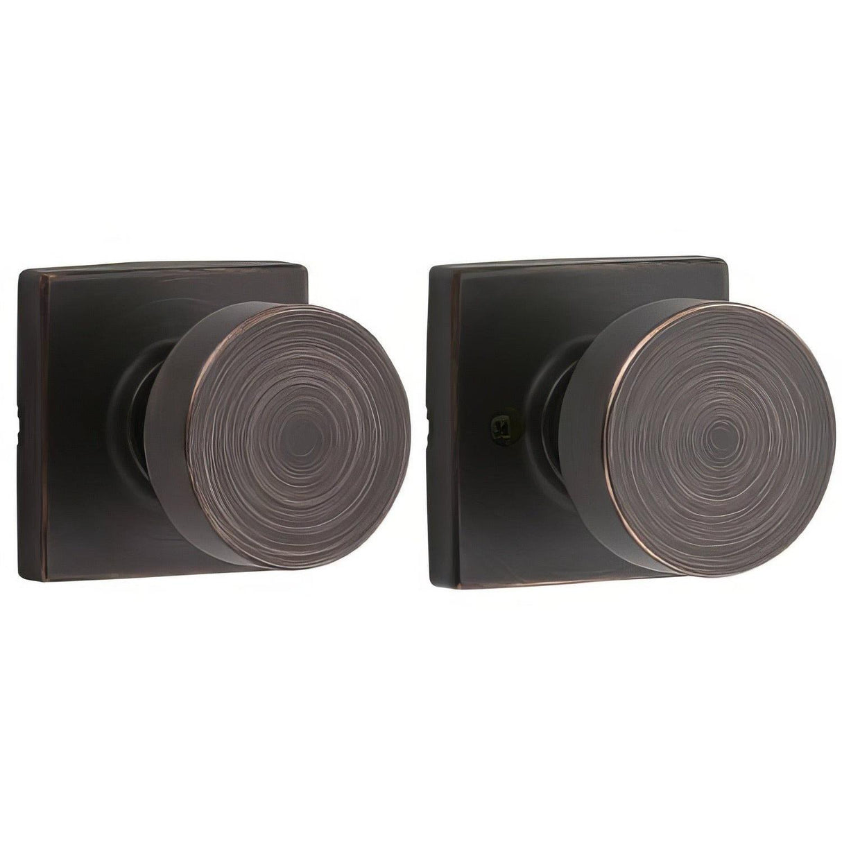 Kwikset 720PSKSQT-11P Pismo Knob with Square Rose Passage Lock and RCS Strike Venetian Bronze