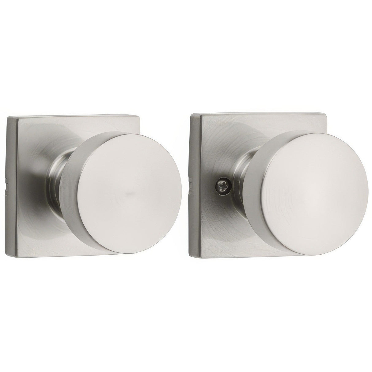 Kwikset 720PSKSQT-15 Pismo Knob with Square Rose Passage Lock and RCS Strike Satin Nickel