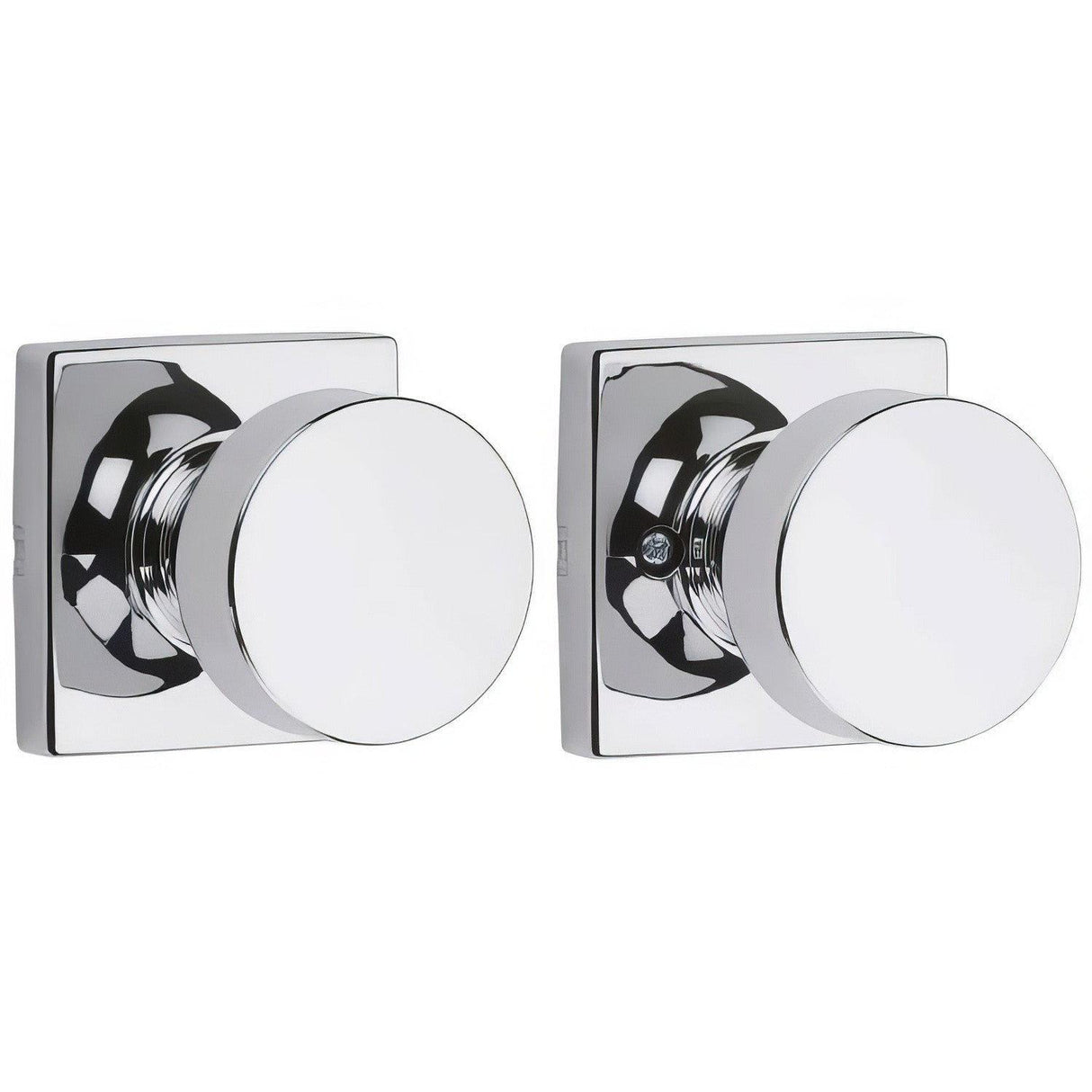 Kwikset 720PSKSQT-26 Pismo Knob with Square Rose Passage Lock and RCS Strike Bright Chrome