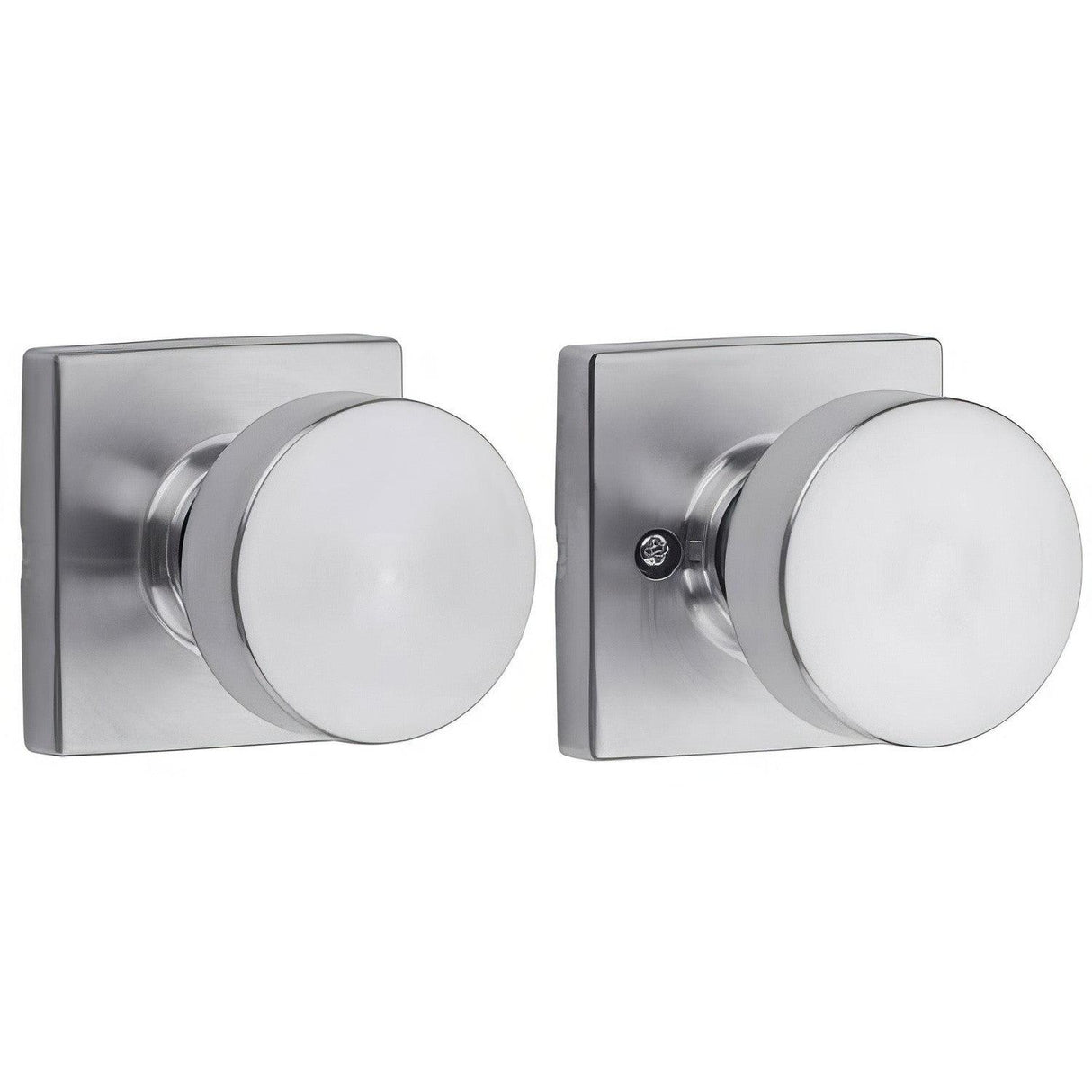 Kwikset 720PSKSQT-26D Pismo Knob with Square Rose Passage Lock and RCS Strike Satin Chrome