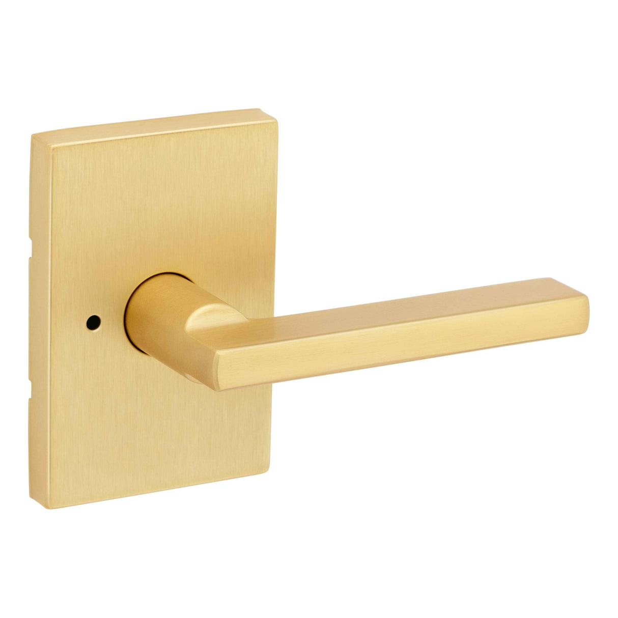 Kwikset 730HFLRCT-4 Halifax Lever with Rectangular Rose Privacy Door Lock and RCS Strike Satin Brass
