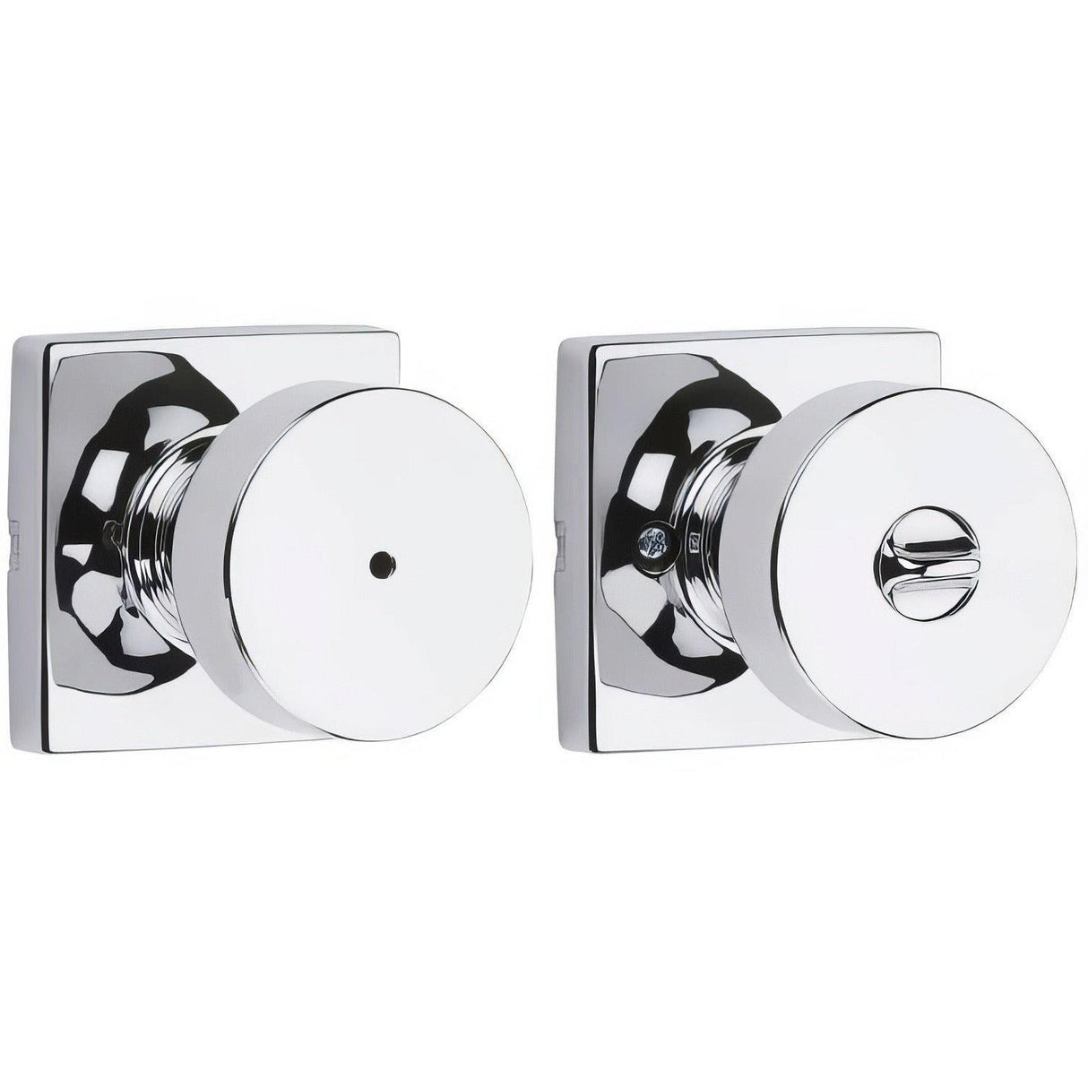 Kwikset 730PSKSQT-26 Pismo Knob with Square Rose Privacy Lock and RCS Strike Bright Chrome