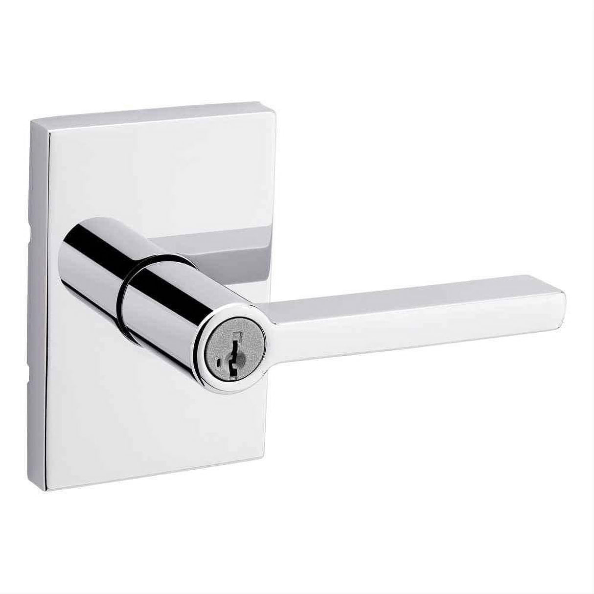 Kwikset 740HFLRCT-26S Halifax Lever with Rectangular Rose Entry Door Lock SmartKey and RCS Strike Bright Chrome