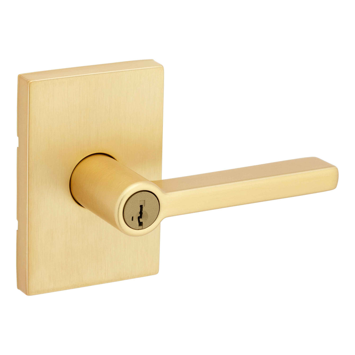 Kwikset 740HFLRCT-4S Halifax Lever with Rectangular Rose Entry Door Lock SmartKey and RCS Strike KA3 Satin Brass