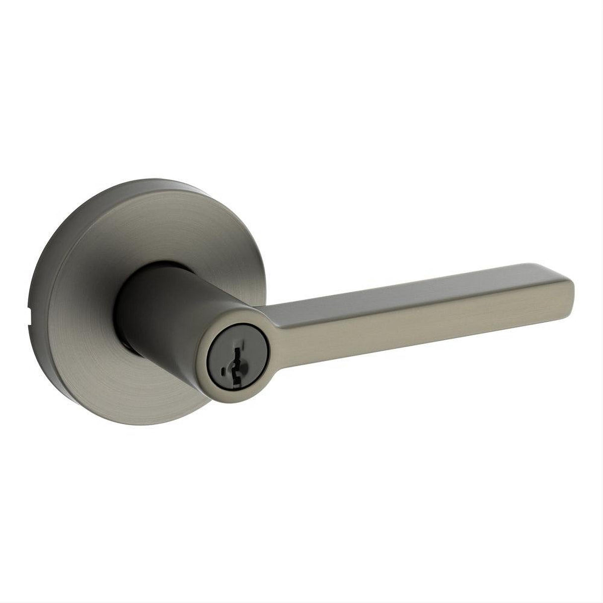 Kwikset 740HFLRDT-18GS Halifax Lever with Round Rose Entry Door Lock SmartKey and RCS Strike KA3 Gunmetal