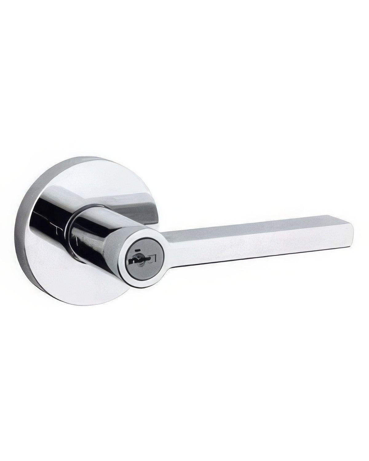 Kwikset 740HFLRDT-26S Halifax Lever with Round Rose Entry Door Lock SmartKey and RCS Strike KA3 Bright Chrome