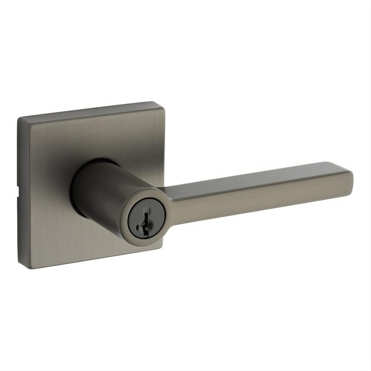 Kwikset 740HFLSQT-18GS Halifax Lever with Square Rose Entry Door Lock SmartKey and RCS Strike KA3 Gunmetal