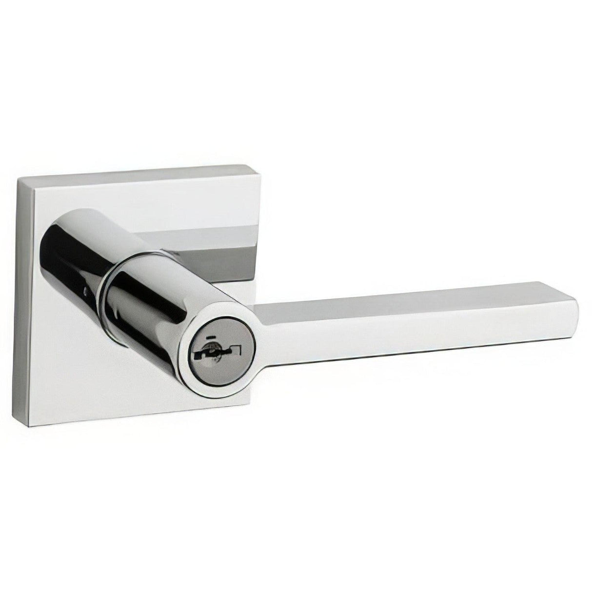 Kwikset 740HFLSQT-26S Halifax Lever with Square Rose Entry Door Lock SmartKey and RCS Strike KA3 Bright Chrome