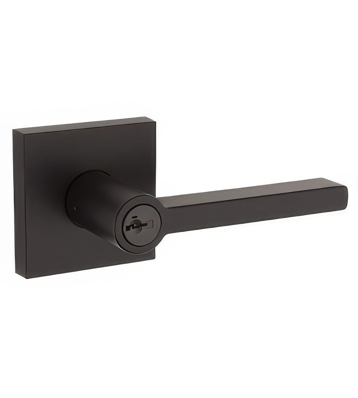 Kwikset 740HFLSQT-514S Halifax Lever with Square Rose Entry Door Lock SmartKey and RCS Strike KA3 Matte Black