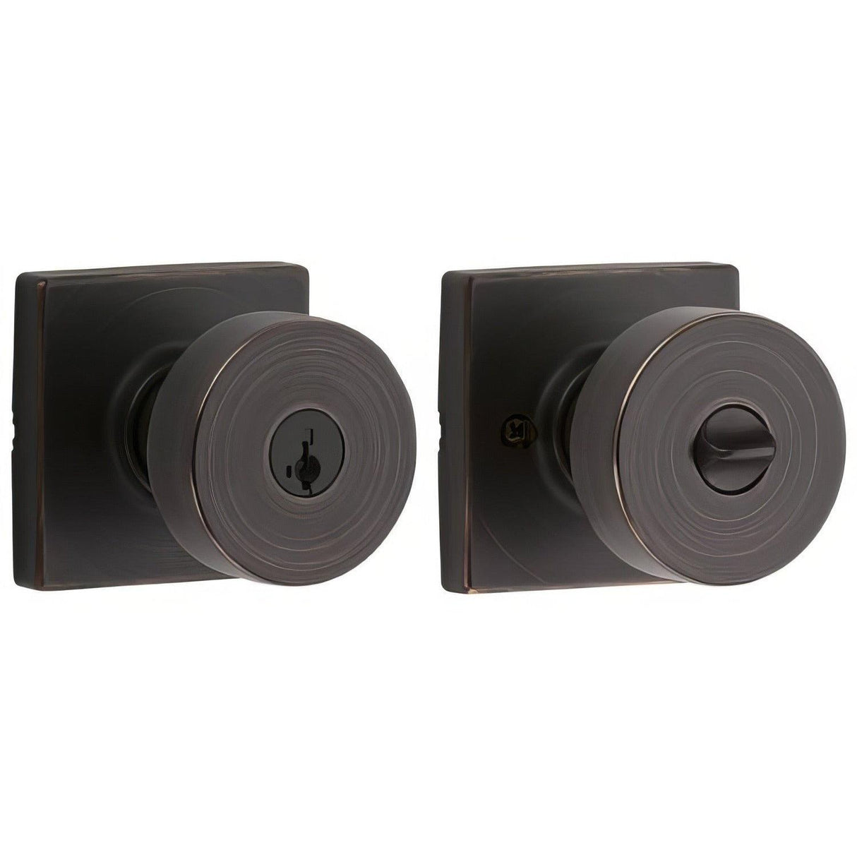 Kwikset 740PSKSQT-11PS Pismo Knob with Square Rose Entry Lock SmartKey and RCS Strike KA3 Venetian Bronze