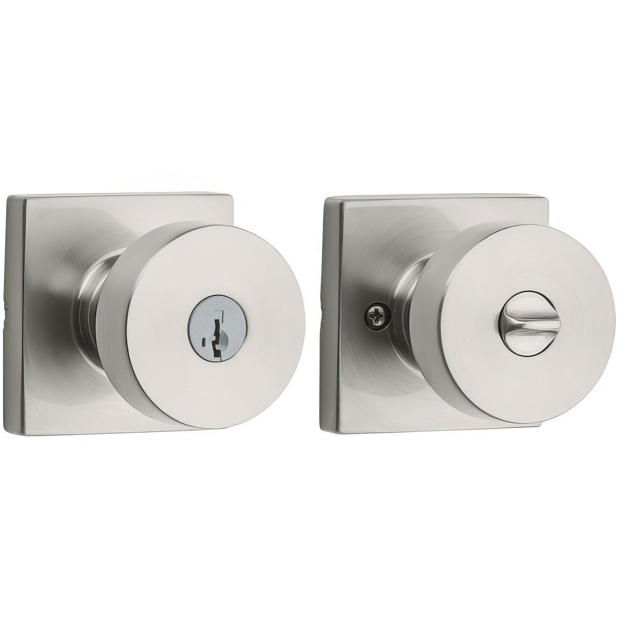 Kwikset 740PSKSQT-15S Pismo Knob with Square Rose Entry Lock SmartKey and RCS Strike KA3 Satin Nickel