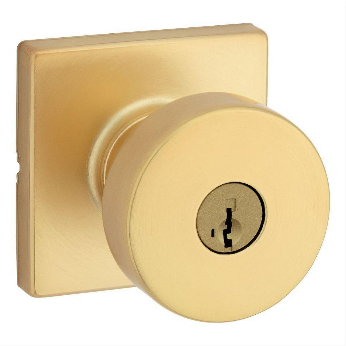 Kwikset 740PSKSQT-4S Pismo Knob with Square Rose Entry Lock SmartKey and RCS Strike KA3 Satin Brass