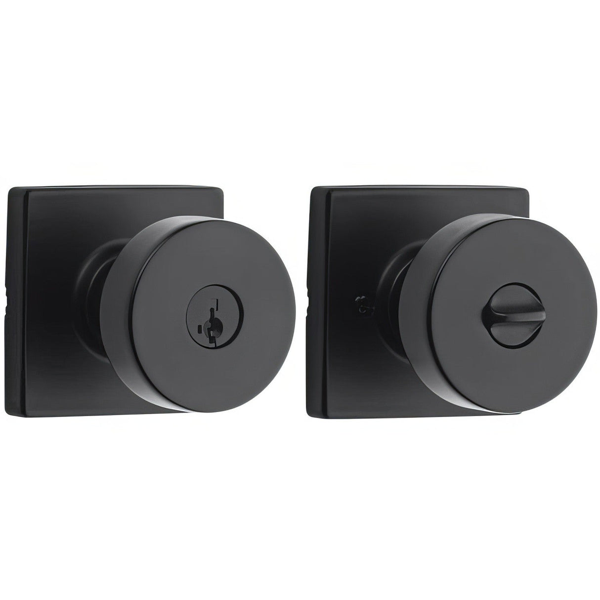 Kwikset 740PSKSQT-514S Pismo Knob with Square Rose Entry Lock SmartKey and RCS Strike KA3 Matte Black