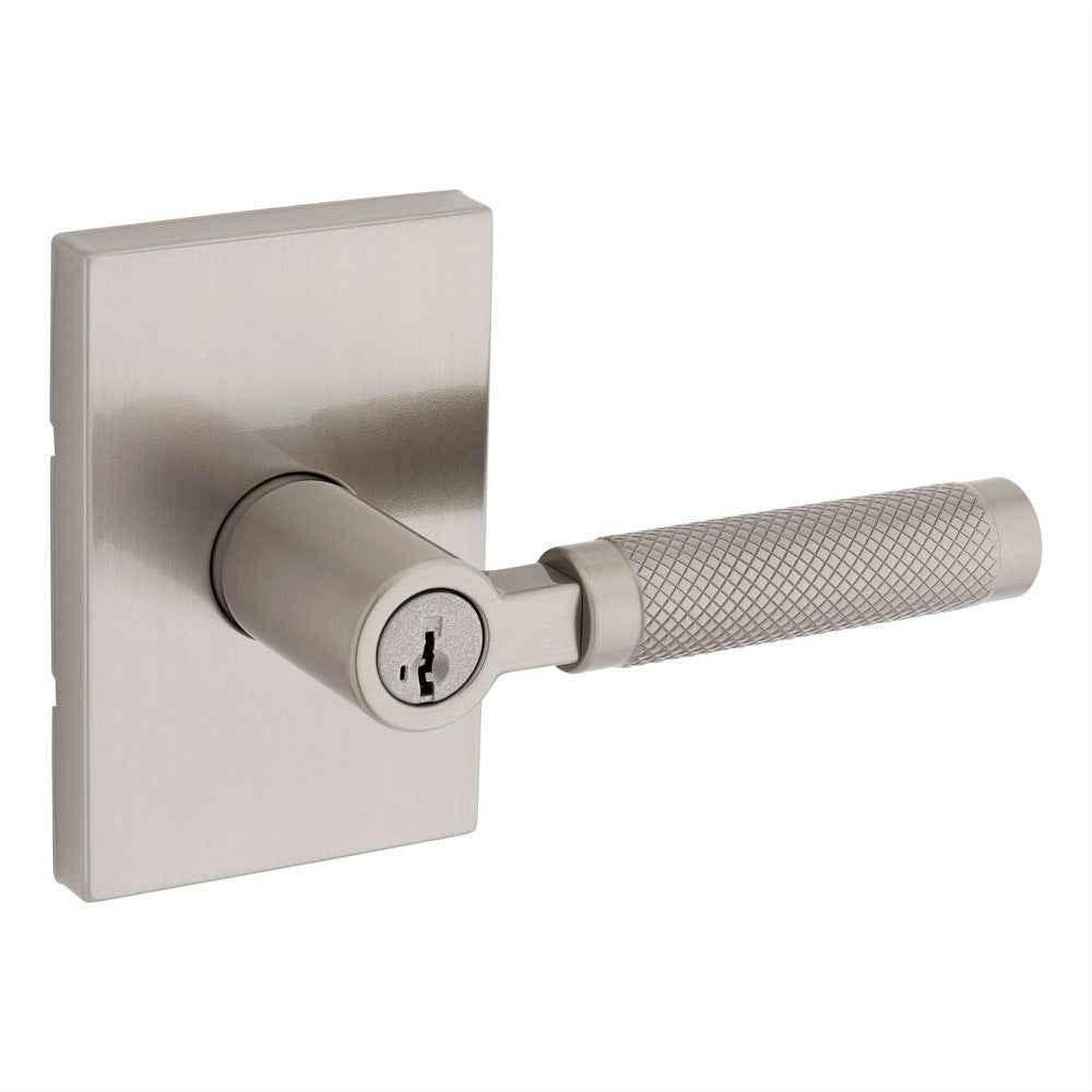 Kwikset 740PVLRCT-15S Prava Lever with Rectangular Rose Entry Door Lock Satin Nickel
