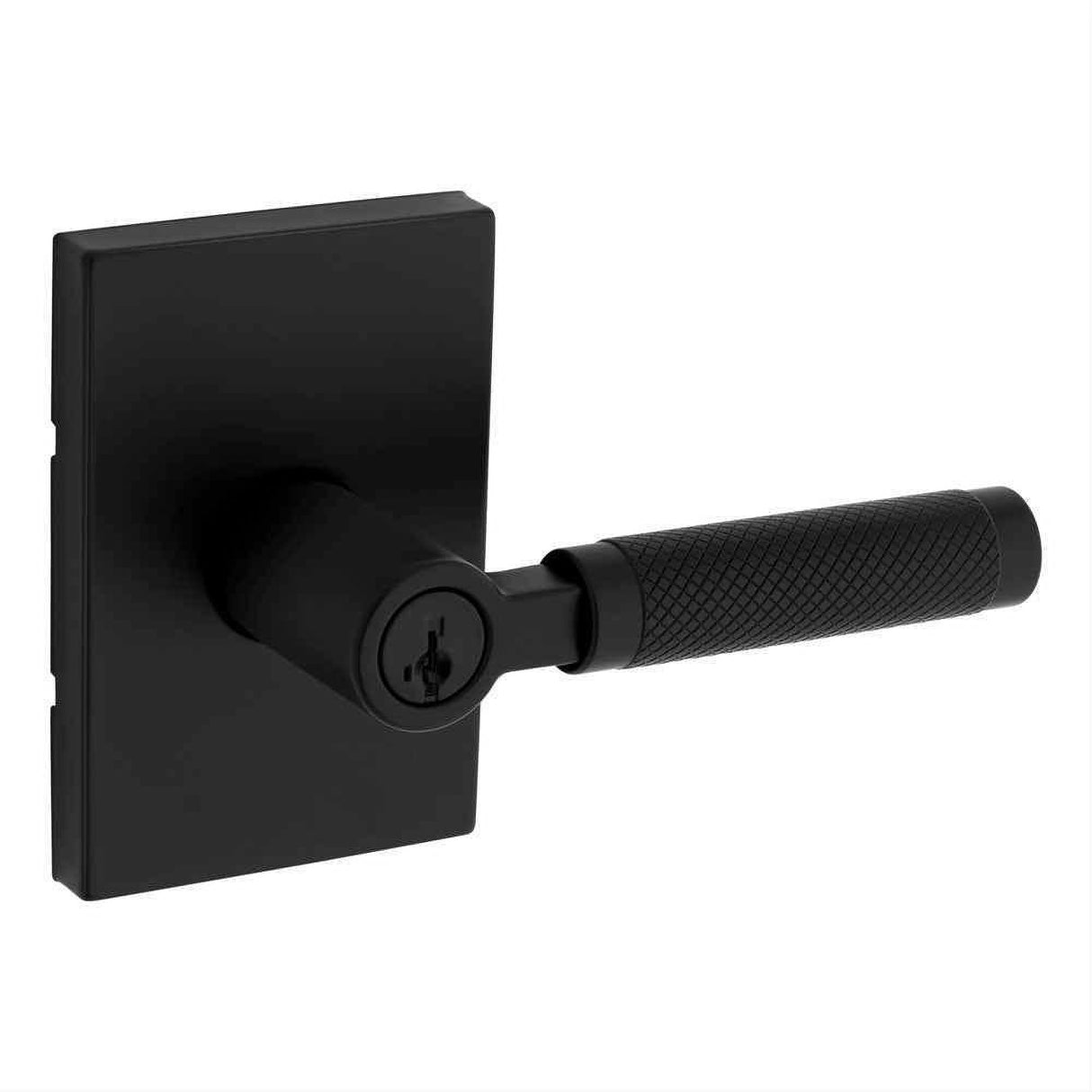 Kwikset 740PVLRCT-514S Prava Lever with Rectangular Rose Entry Door Lock Matte Black