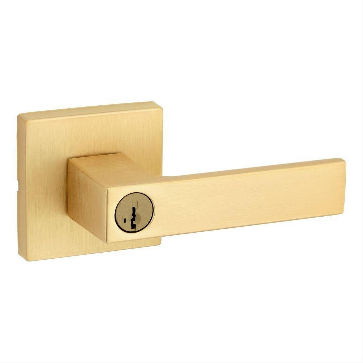 Kwikset 740SALSQT-4S Singapore Lever with Square Rose Entry Door Lock SmartKey and RCS Strike Satin Brass