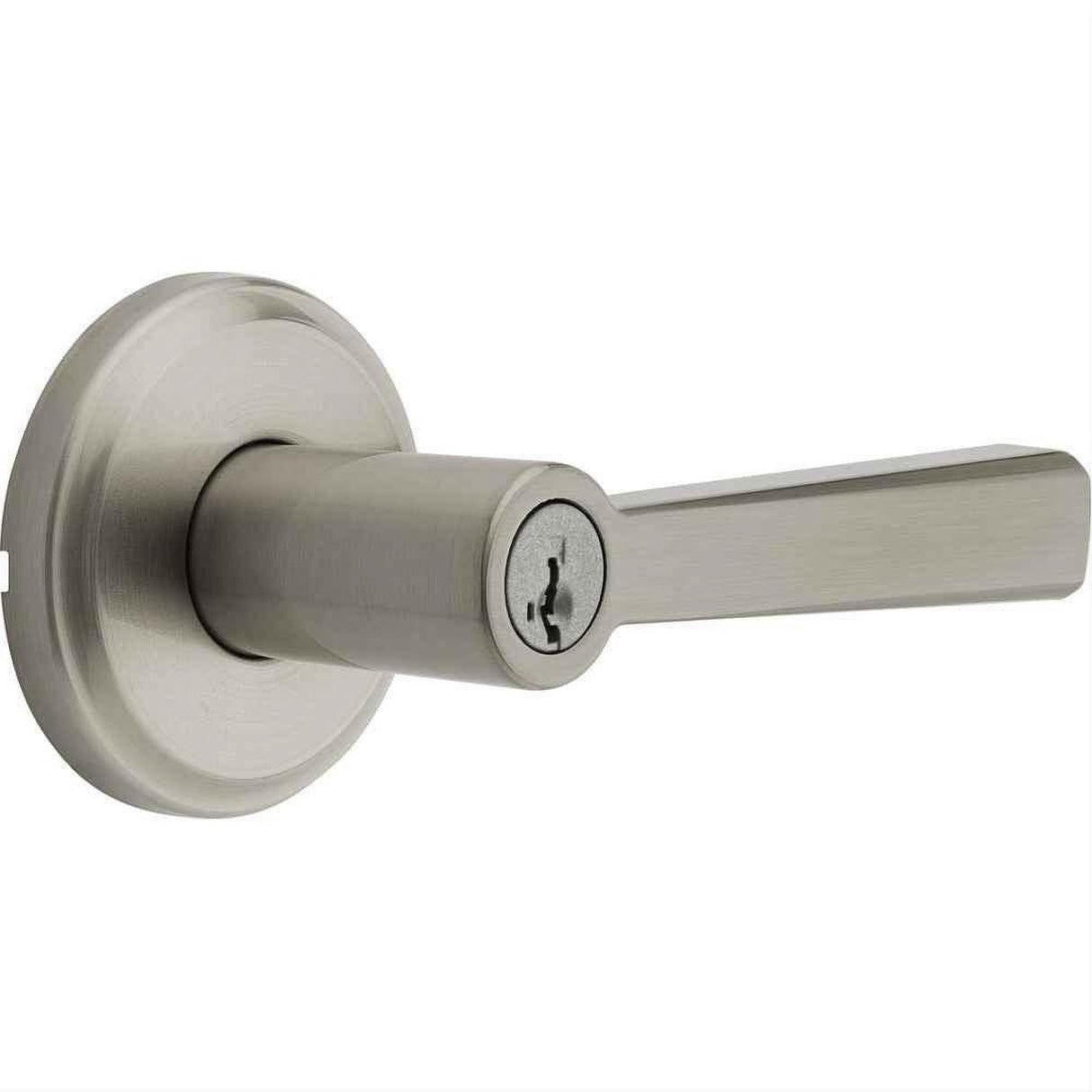 Kwikset 740TDLTRCT-15S Trafford Lever with Traditional Rectangle Rose Entry Door Lock SmartKey and RCS Strike Satin Nickel