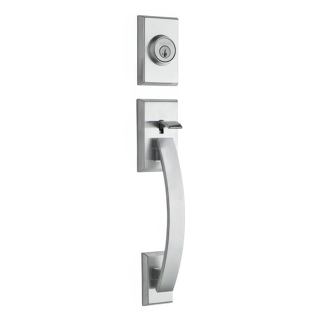 Kwikset 800TVHLIP-15S.STRKP-514.STRKP Tavaris Single Cylinder Exterior Handleset with 6AL Latch and STRKP Strike Pack which includes Square Corner, Round Corner and 5303 Round Corner Full Lip Strikes Satin Nickel