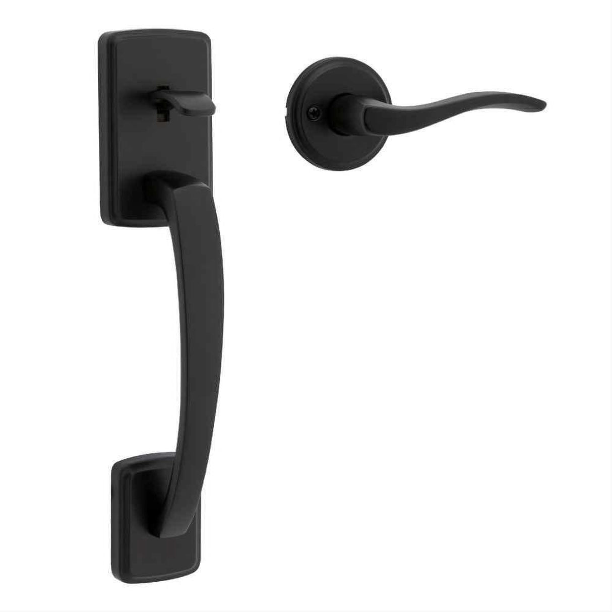 Kwikset 815BFHXSEL-514 Passage Brentford Handleset with Sedona Lever Interior Trim No Deadbolt with 6AL Latch and RCS Strike Matte Black