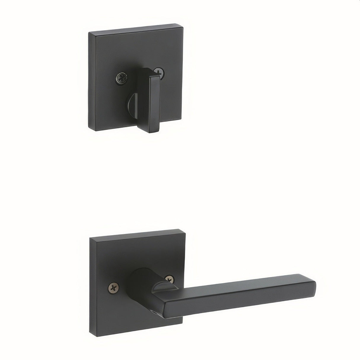 Kwikset 971HFLSQT-514 Halifax Handleset Trim with Square Rose Matte Black