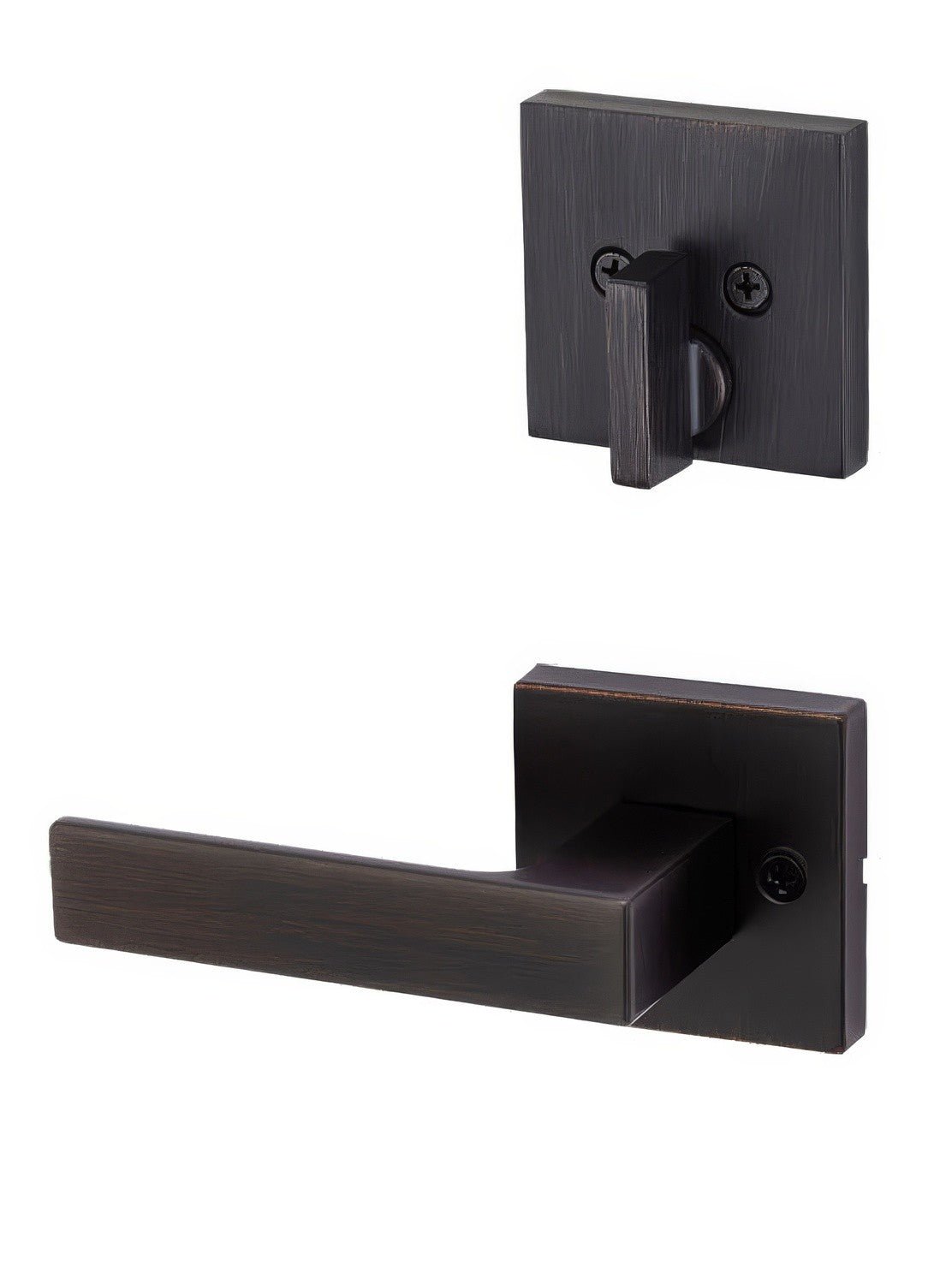 Kwikset 971SALSQT-11P Singapore Handleset Trim with Square Rose Venetian Bronze