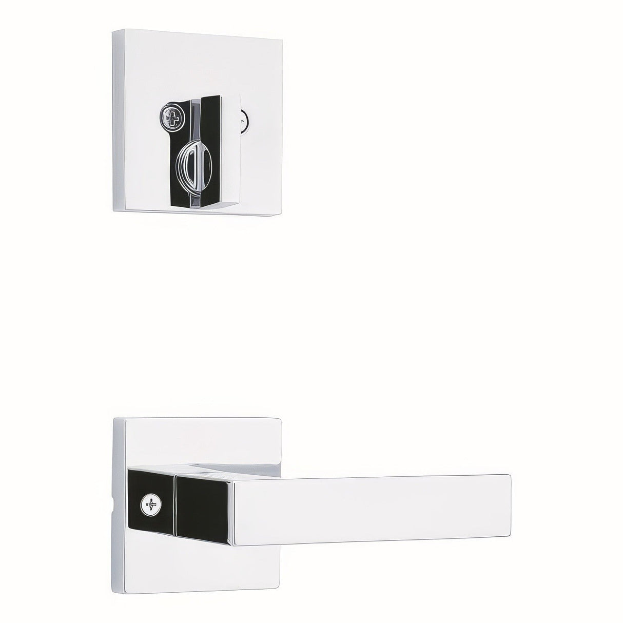 Kwikset 971SALSQT-26 Singapore Handleset Trim with Square Rose Bright Chrome
