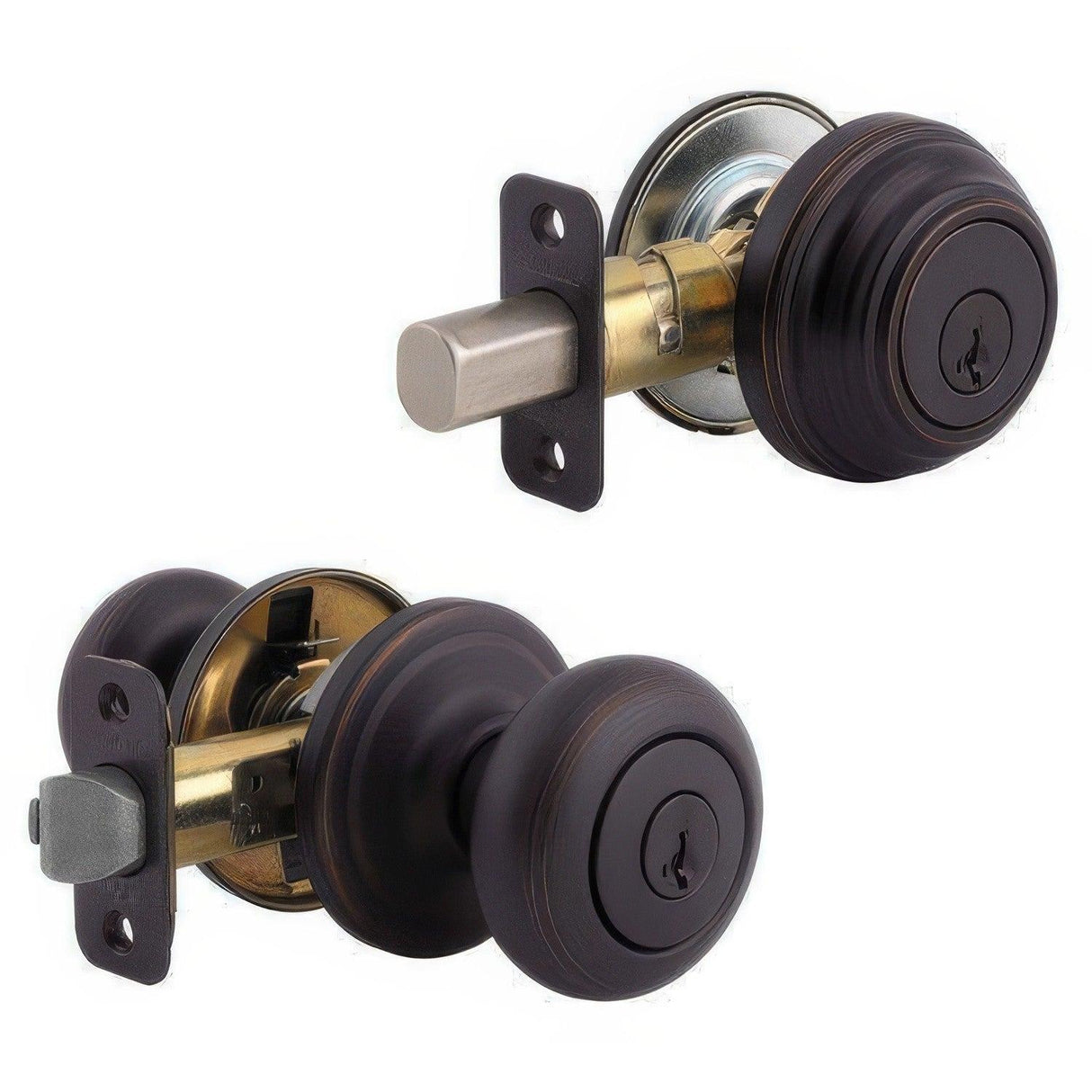 Kwikset 991J-11PS-B Juno Combo Pack Knobset and Single Cylinder Deadbolt Venetian Bronze