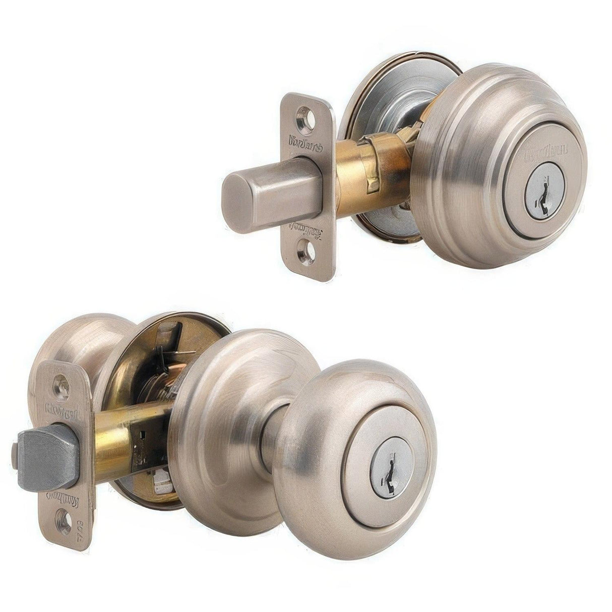 Kwikset 991J-15S-B Juno Combo Pack Knobset and Single Cylinder Deadbolt Satin Nickel