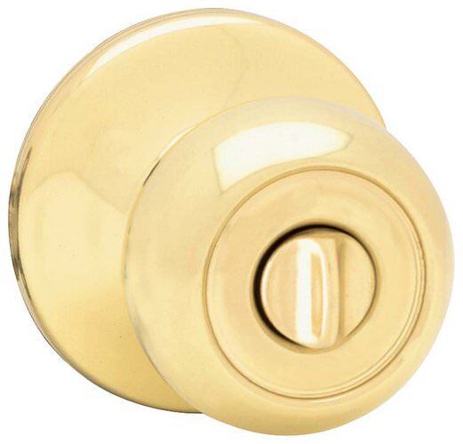 Kwikset 730C-3 polished brass privacy door knob