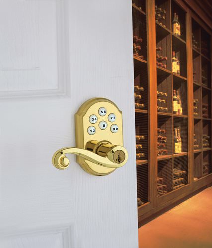 Kwikset 911LL-L03S lifetime polished brass keyless entry door lever