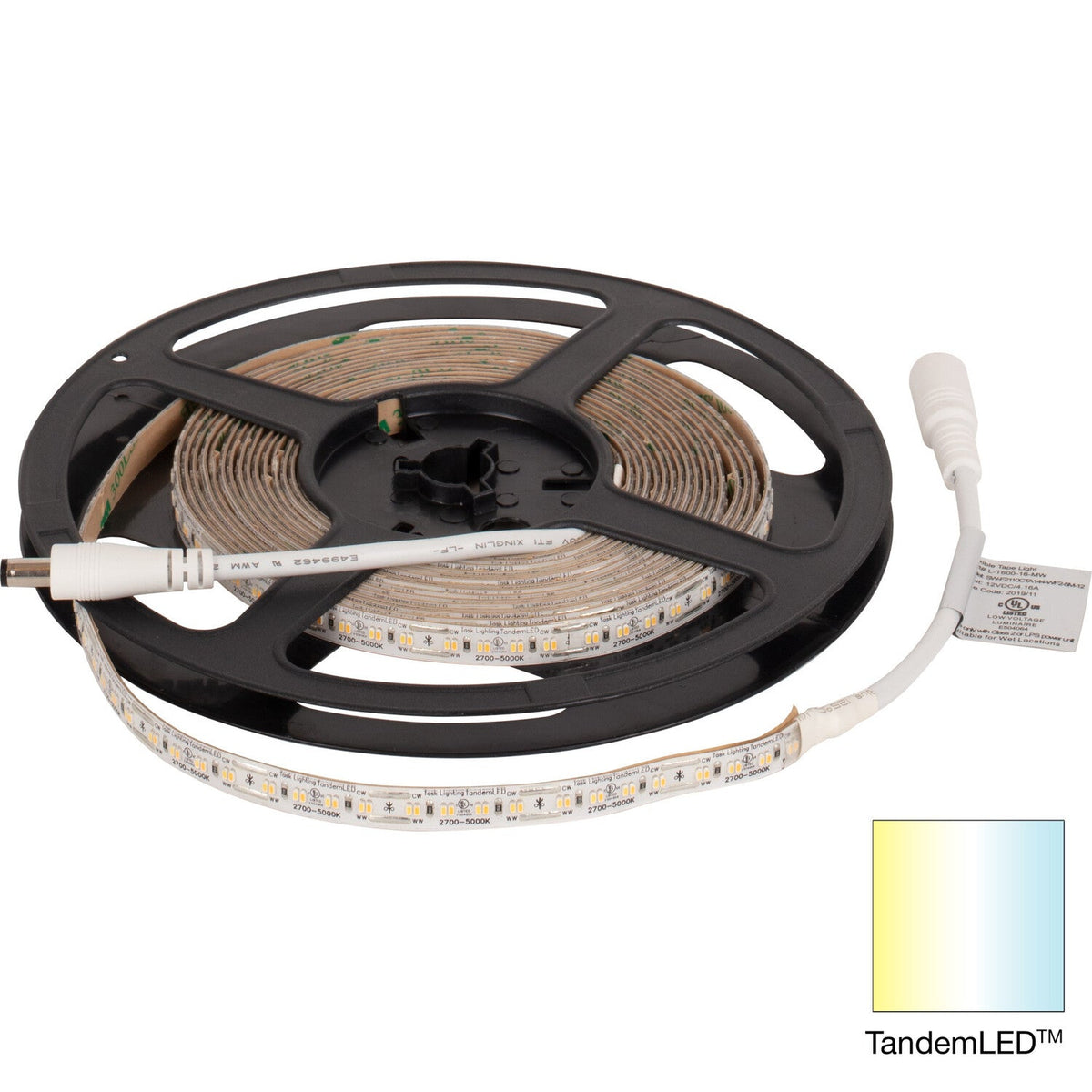 Task Lighting L-T600-16-MW 16 Ft, 300 Lumens/Ft. 12-volt Standard Output LED Tape Light, Tunable-White, 2700K-5000K