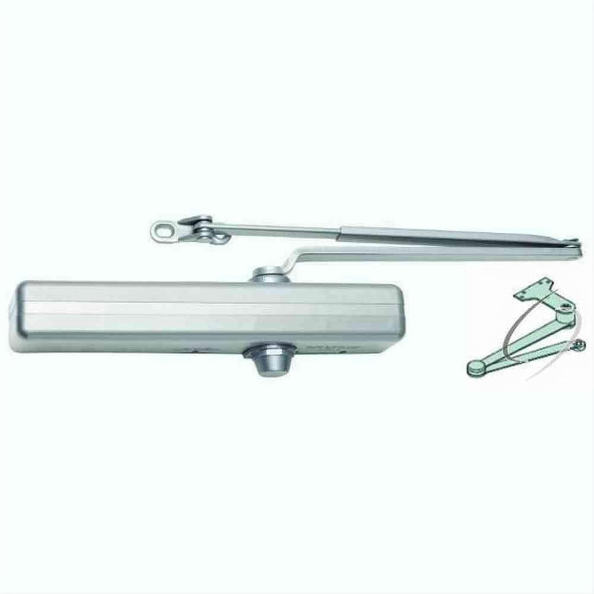 LCN 1461EDAALFPC Parallel Arm Adjustable Surface Mounted Extra Duty Arm Door Closer with Thru Bolts and Full Cover 689 Aluminum