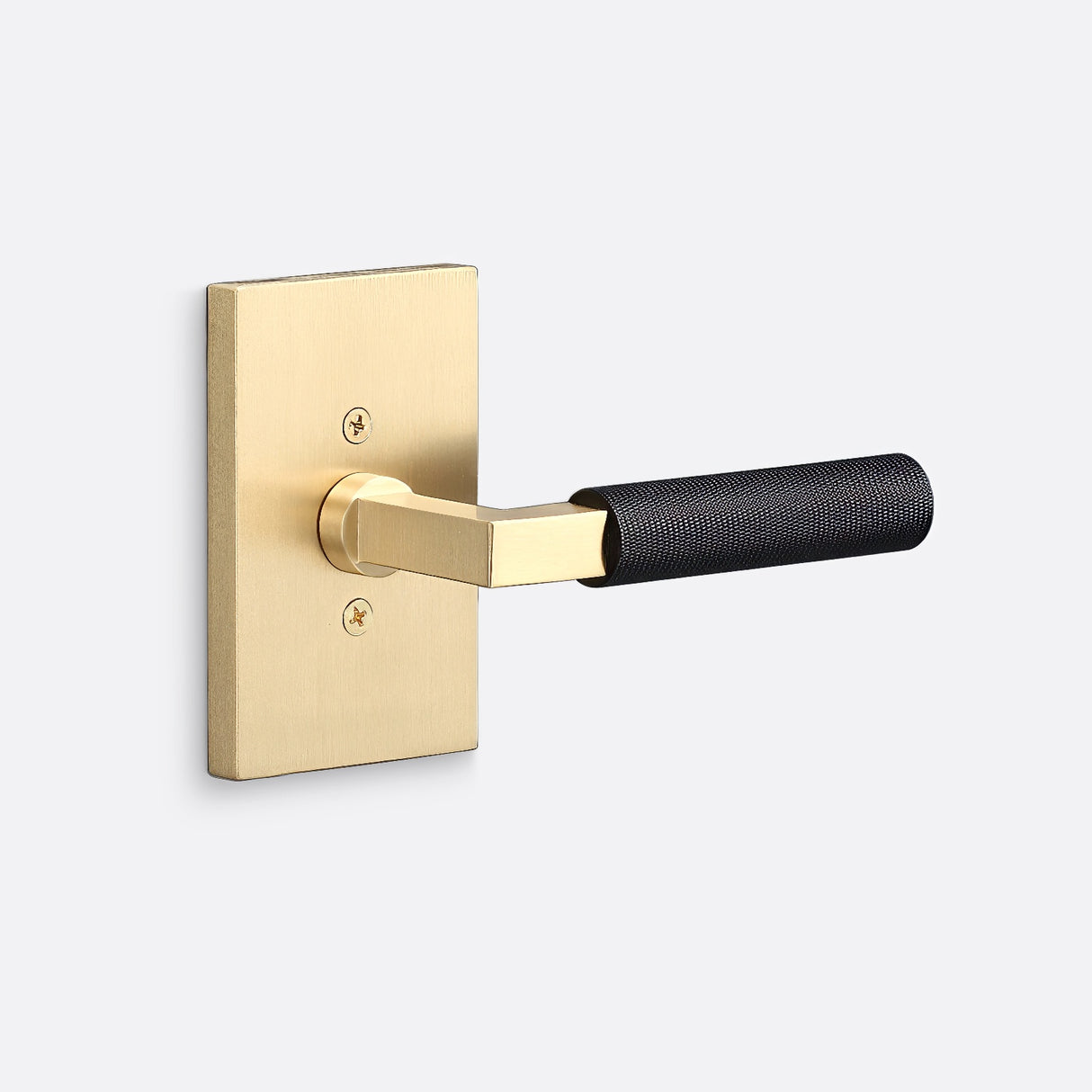 Sure-Loc LV100 SB GRIP-KN FBL satin brass / flat black dummy door lever