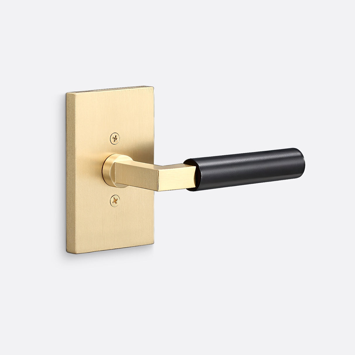 Sure-Loc LV100 SB GRIP-SM FBL satin brass / flat black dummy door lever