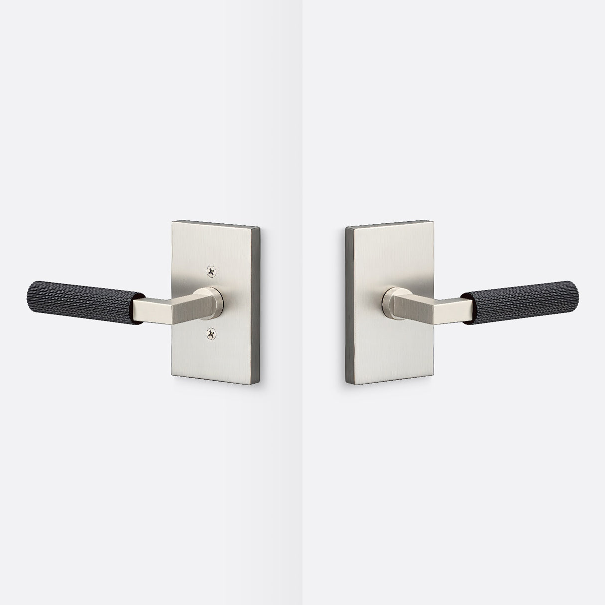 Sure-Loc LV101 15 GRIP-SKN FBL satin nickel / flat black passage door lever