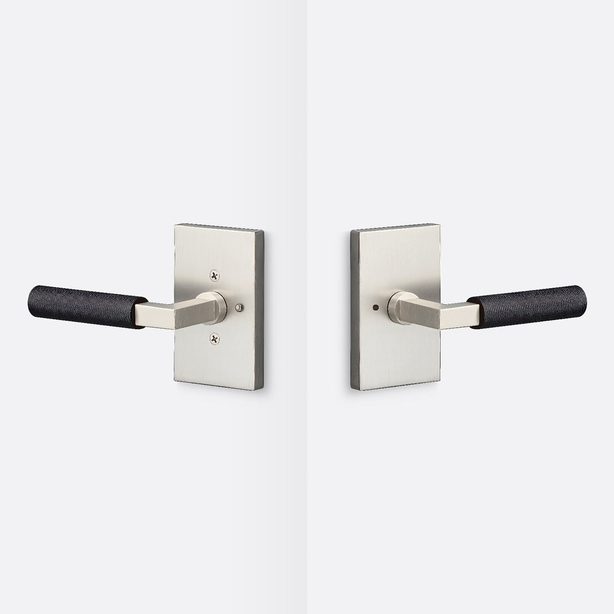 Sure-Loc LV102 15 GRIP-KN FBL satin nickel / flat black privacy door lever