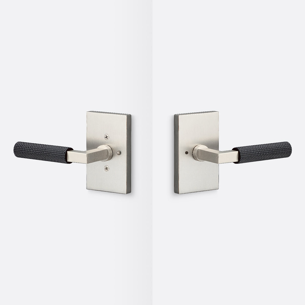Sure-Loc LV102 15 GRIP-SKN FBL satin nickel / flat black privacy door lever