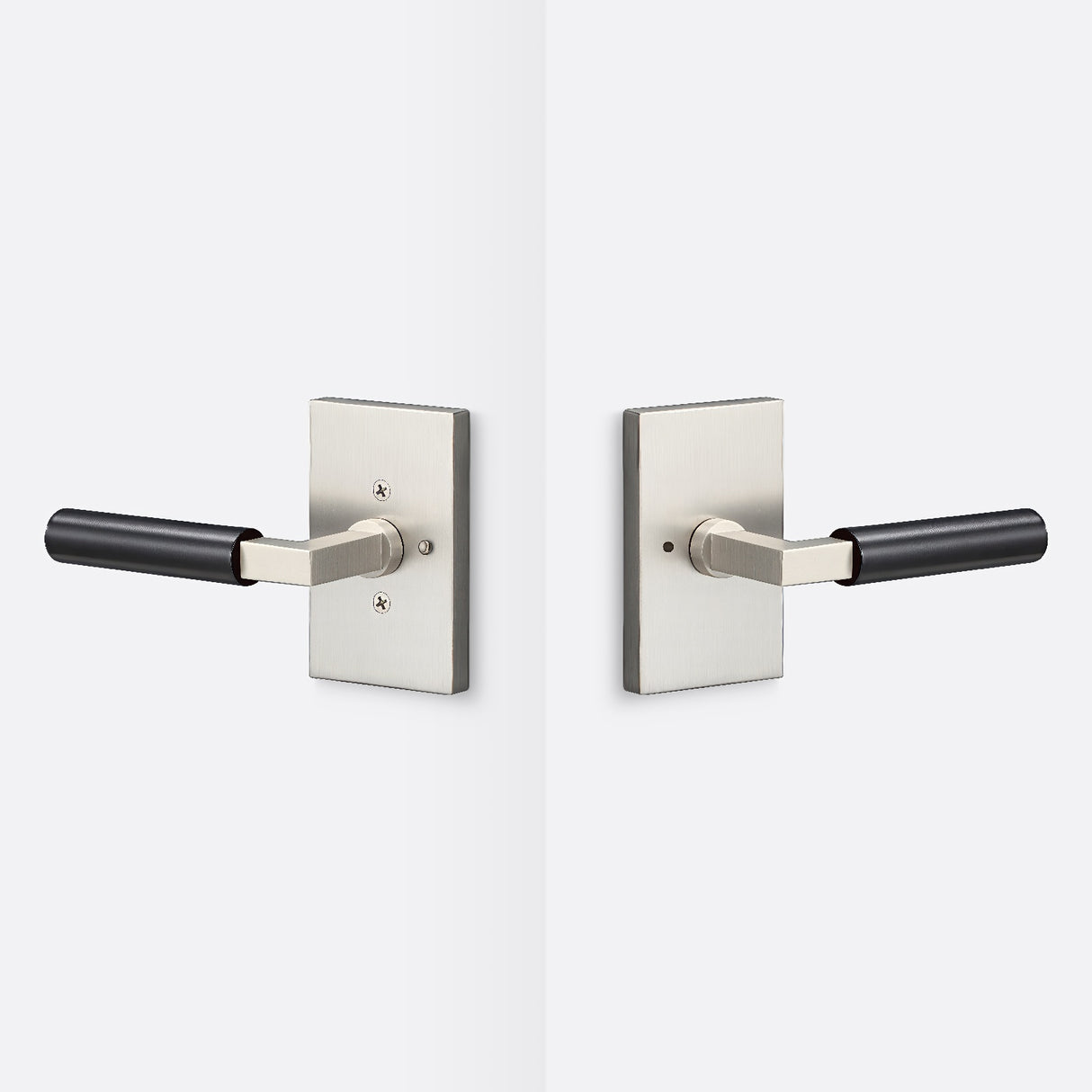 Sure-Loc LV102 15 GRIP-SM FBL satin nickel / flat black privacy door lever