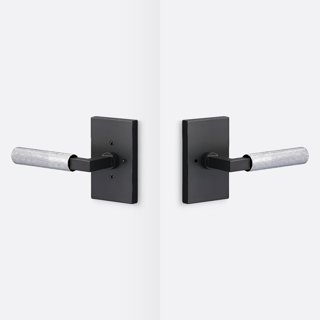Sure-Loc LV102 FBL GRIP-KN 26 flat black / polished chrome privacy door lever