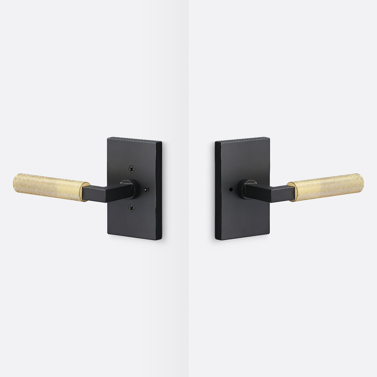 Sure-Loc LV102 FBL GRIP-KN SB flat black / satin brass privacy door lever