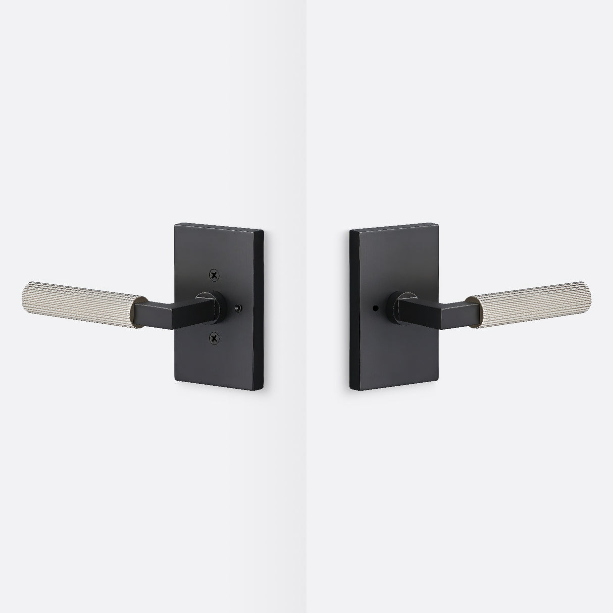 Sure-Loc LV102 FBL GRIP-SKN 15 flat black / satin nickel privacy door lever